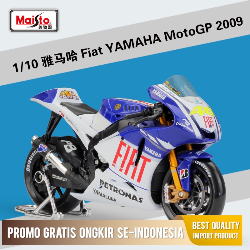 Miniatur Diecast Meritor Figur 1:10 Fiat Motogp 2009 Yamaha Sepeda Motor Rossi Model