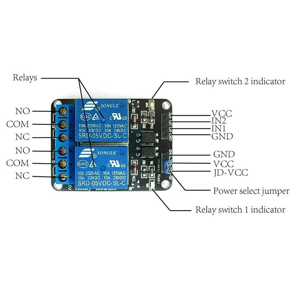 [HAEBOT] Relay Module 5V 2 Channel Aktif Low SPDT 250VAC 10A Arduino Saklar Elektronik Mikrokontroller