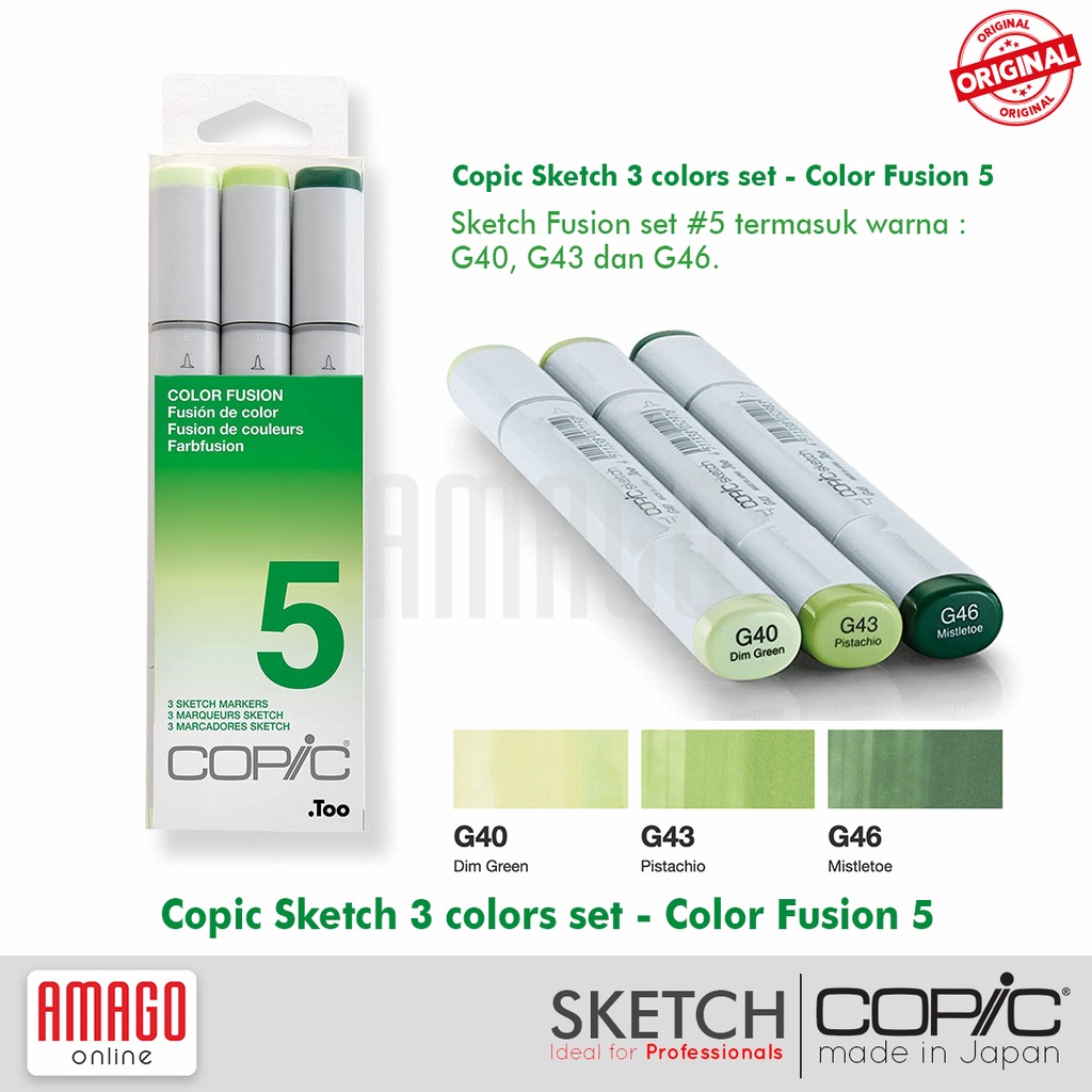 COPIC SKETCH - ISI 3 WARNA - SET COLOR FUSION 5 - CSM/3CF5