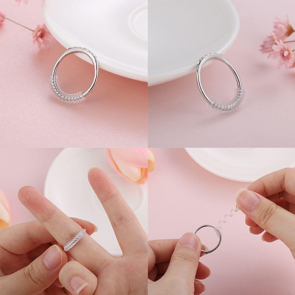Suyo 1Pc/5Pcs/10Pcs/12Pcs Ring Size Adjuster Berguna Spiral Perhiasan Bagian Pengencang Pengecil