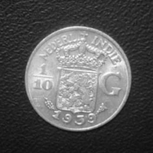 Koin Perak 1/10 Gulden Tahun 1939