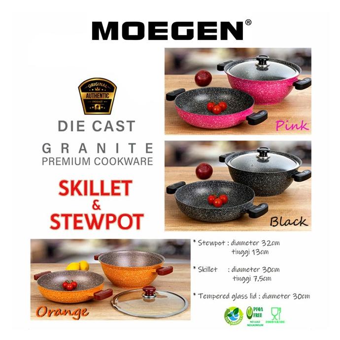 PANCI WAJAN MOEGEN GERMANY SKILLET & STEWPOT SET ANTI LENGKET ORIGINAL