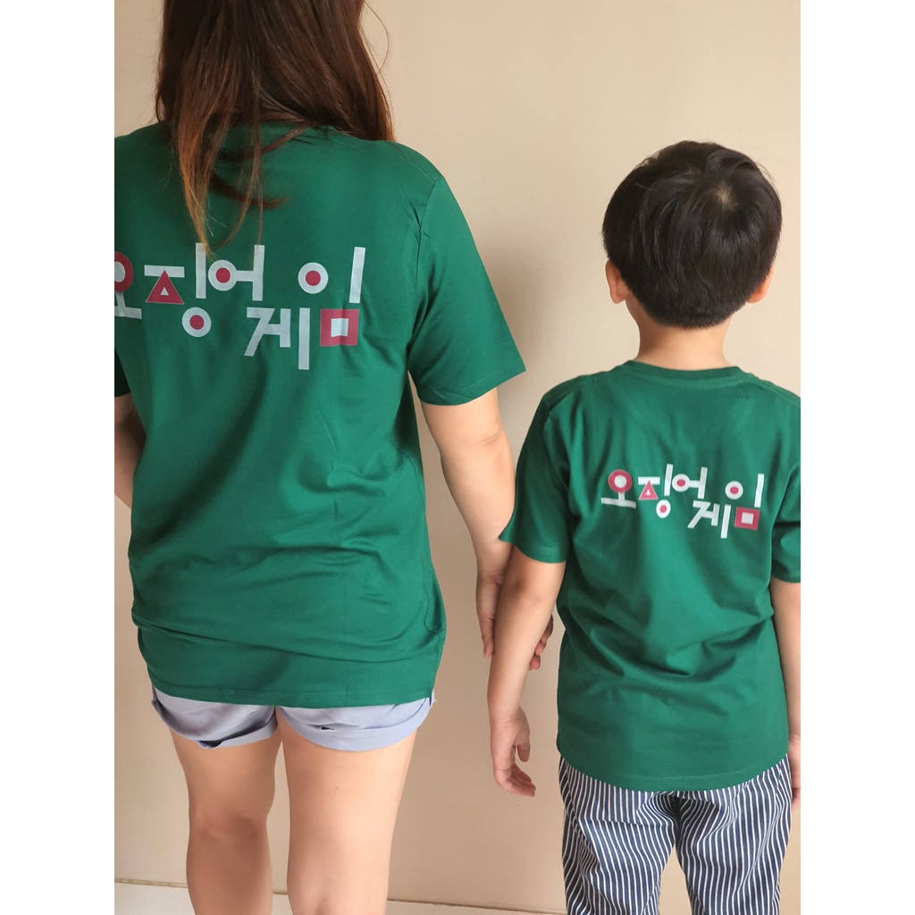 Laristerus79 KAOS CETAK couple gambar foto tulisan ulang tahun imlek natal Squid game anak dewasa set