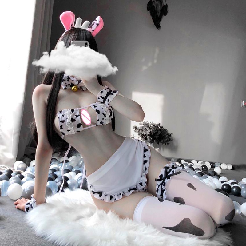 New Cos Cow Cosplay Costume Maid Tankini Bikini Swimsuit Anime Girls Swimwear Clothing Lolita
