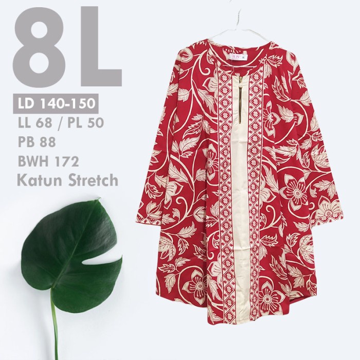 rtn NESSA LD 140-150 8L atasan wanita blus pesta jumbo tunik XXXXXL 3 - merah-putih