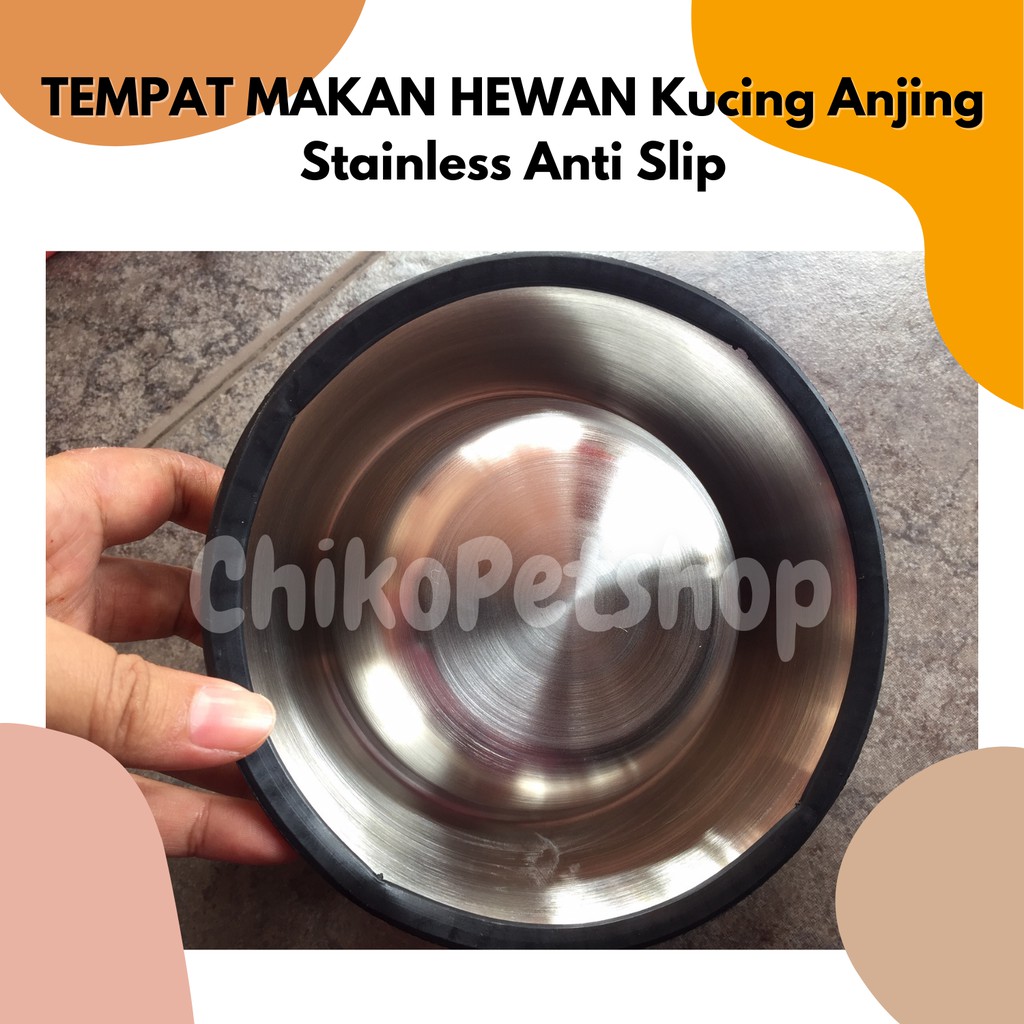 Tempat Makan dan Minum stainless stenlis anti slip untuk Kucing Anjing