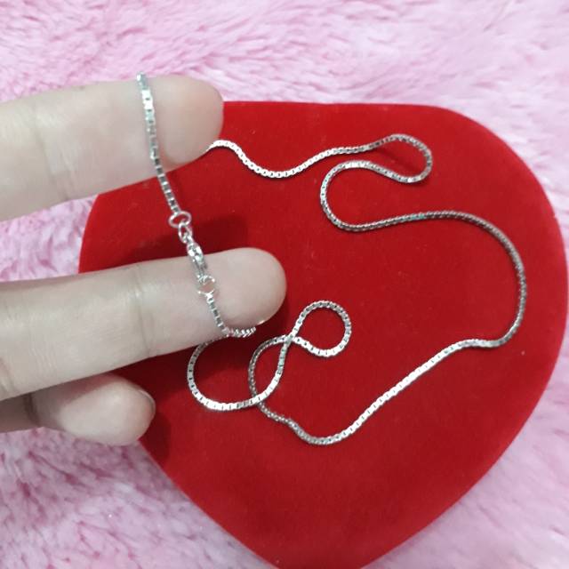 KALUNG ITALY KACA PERAK 925 /KALUNG SILVER LAPIS EMAS PUTIH / KALUNG IMPORT / PERAK ASLI