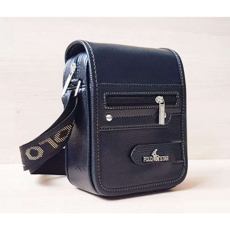 Tas Lempang Kulit Polo Start SM-006 Tas Slempang Pria Original -BLACK