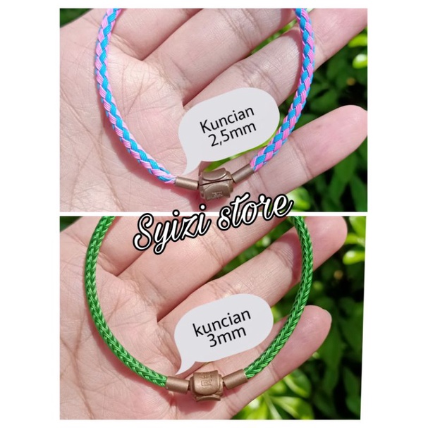 (free stoper) Gelang kuncian 2,5mm (kunci brown)/gelang tali waterproof bisa request ukuran