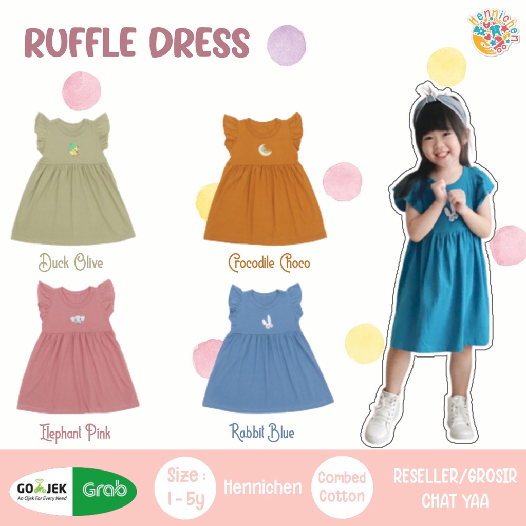 JESSICA RUFFLE DRESS DRESS ANAK PEREMPUAN FASHION ANAK PEREMPUAN 6 BULAN - 5 TAHUN CBC