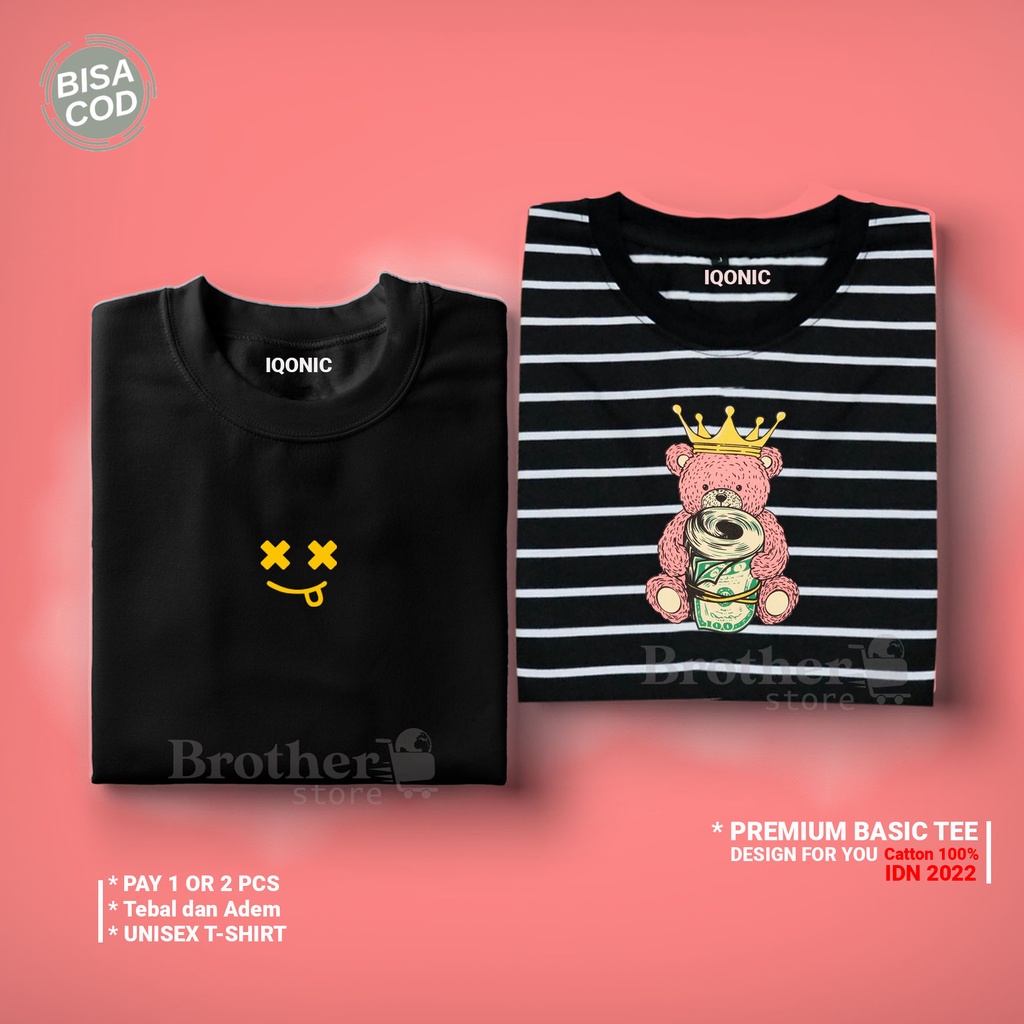 Buy 1 Or 2 PCS BROTHER STORE / Kaos Distro Pria / Kaos Distro100% Catoon Combed 24s / ArticelKGBE