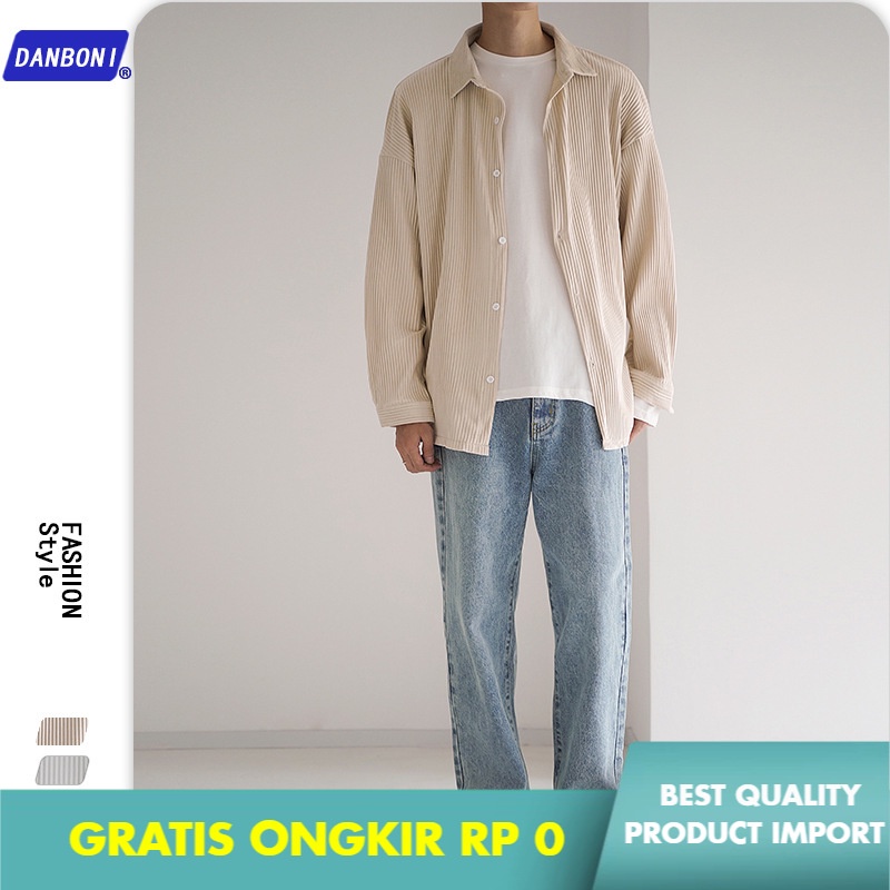 Kemeja DBN  #  Fashion  Corduroy  Pria Lengan Panjang Tren    Korea Pasangan kemeja Kasual Impor