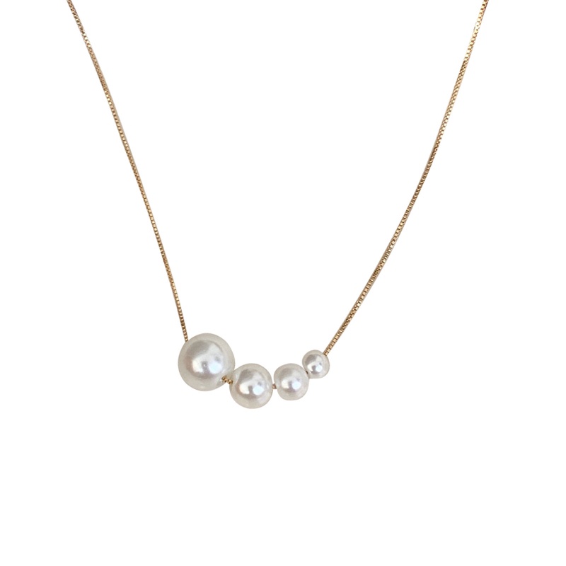 Fancyqube Kalung Choker Rantai Klavikula Hias Liontin Mutiara Untuk Wanita