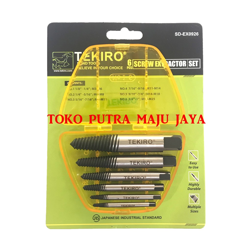 TEKIRO Hand Tap Balik Set / Screw Extractor Set 6pc TEKIRO