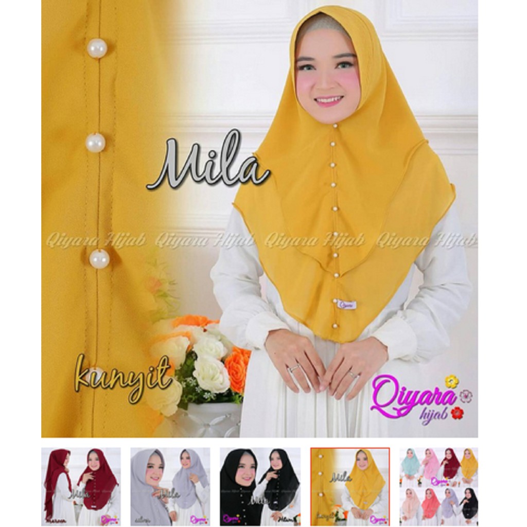 Jilbab Khimar Syari Mila Mutiara 2 Layer Softpet Terbaru Khimar Mila Mutiara Ceruty 2 Layer