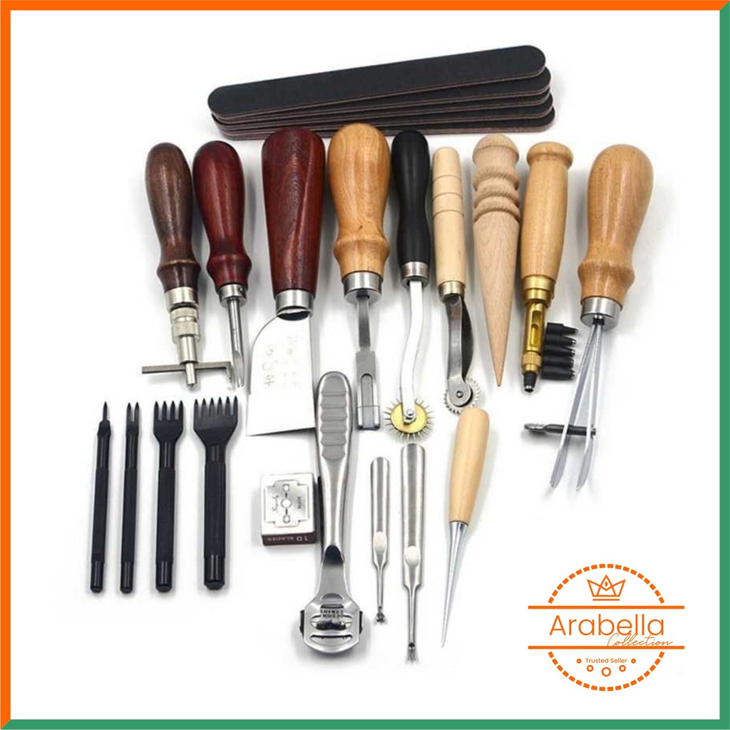 Pisau Ukir Alat Pahat Seni Kulit DIY Leather Craft Stitching Tool Set