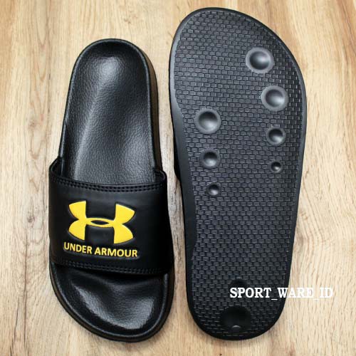 Sandal Slop Sporty Pria Wanita-Karet-Premium-Logo-Hitam Gold-3