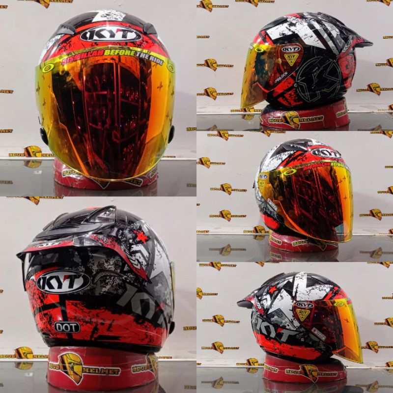 HELM KYT GALAXY FLAT R MOTIF#5 AQUA BLUE/PAKET GANTENG 100%ORIGINAL SNI-DOT-AQUA REDD/VENOM/GOLD