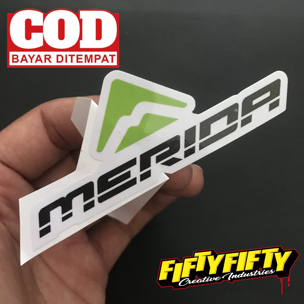 Stiker Print Cut MERIDA Stiker Printing Laminasi Glossy Stiker Motor Mobil Helm Sudah Membentuk Pola Desain