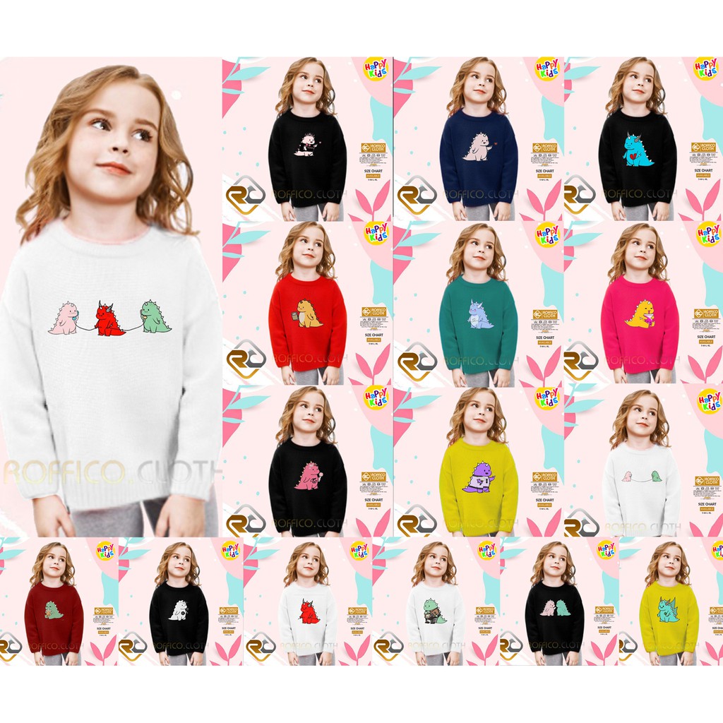 SWEATER ANAK DINO TIKTOK VIRAL 2021 - SWEATER ANAK USIA 6 - 12 TAHUN.