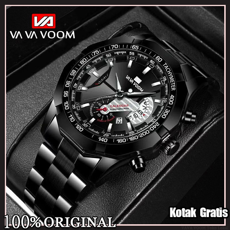 VaVa Voom 238 Jam Tangan Pria Luxury Stainless Steel Quartz Original Tahan Air Watch + Kotak Gratis