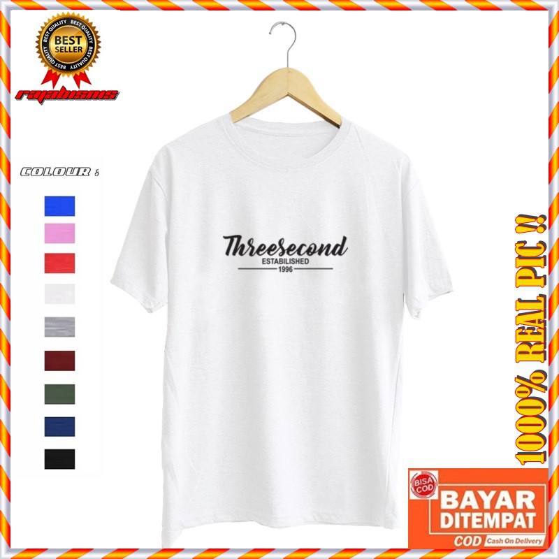 KAOS COTTON COMBED 30S 3SECOND 1996 PRIA WANITA / KAOS PENDEK THREE SECOND 1996 BAHAN KATUN DISTRO