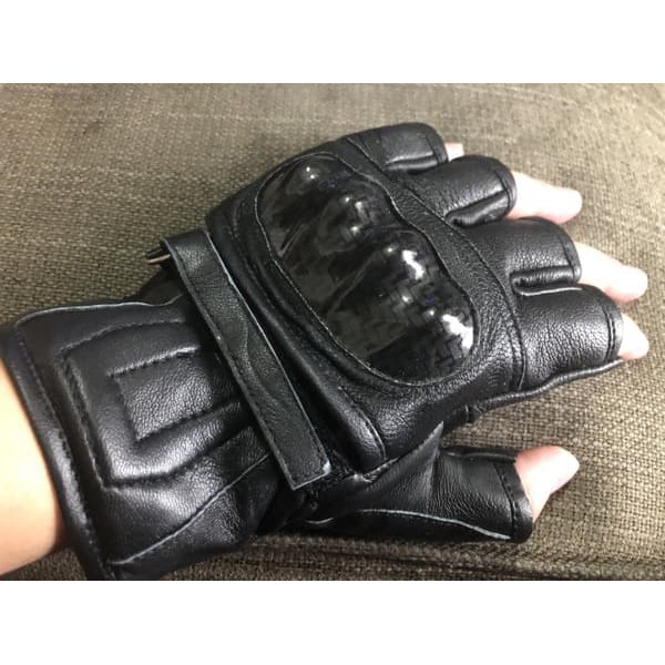 Sarung Tangan Kulit Batok Motor Kulit Domba Asli Glove Half Protector