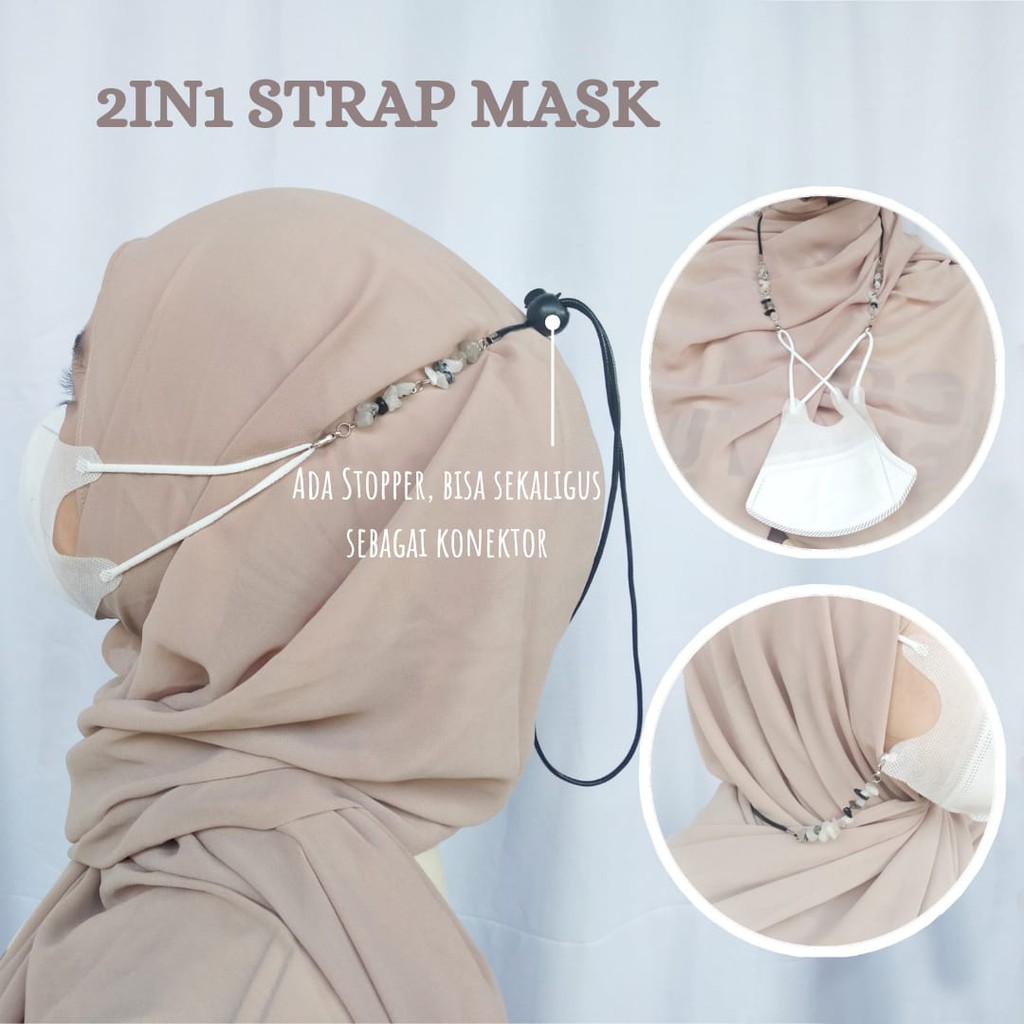 KHUSUS GROSIR Kalung Strap Mask 2IN1 Tali Masker strap masker Duckbill Connector Batu Kristal