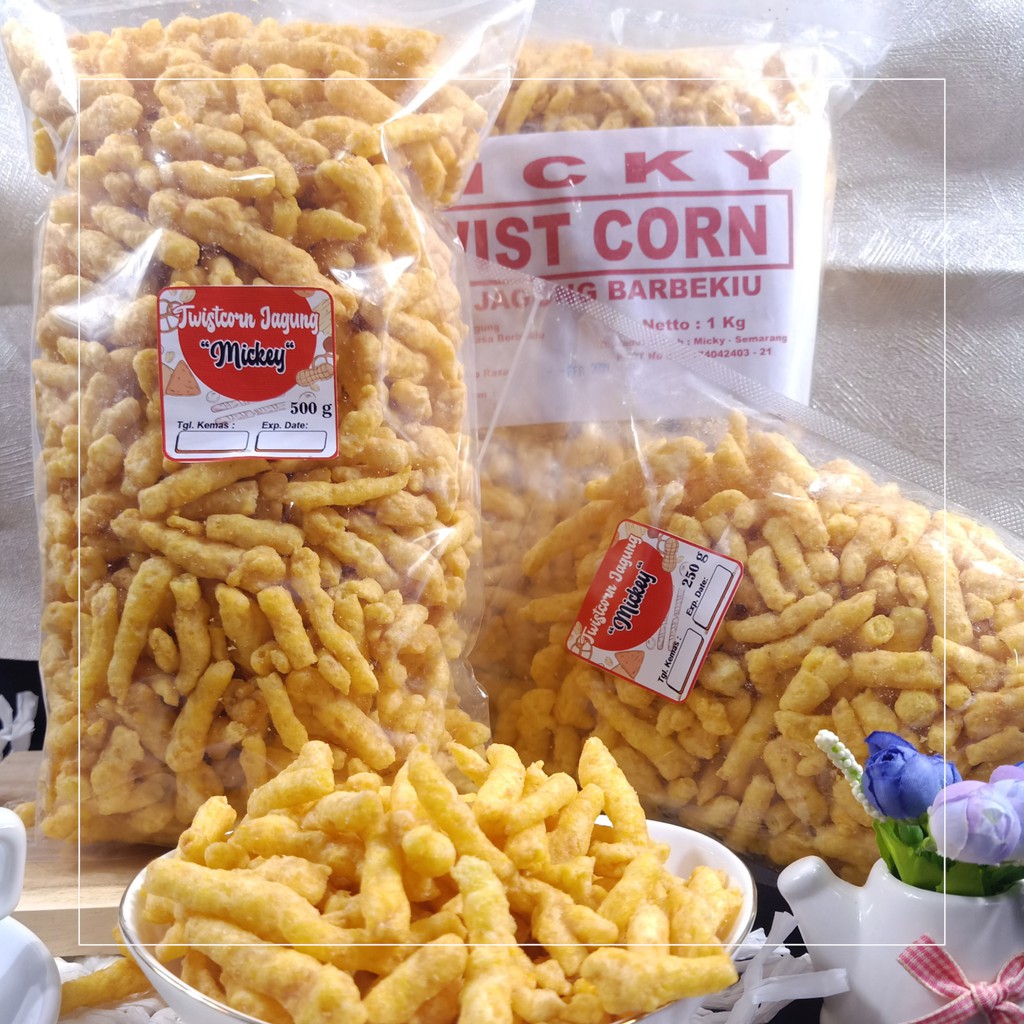 snack kiloan twistko twist corn jagung bakar mickey 1kg | makanan ringan murah | cemilan enak