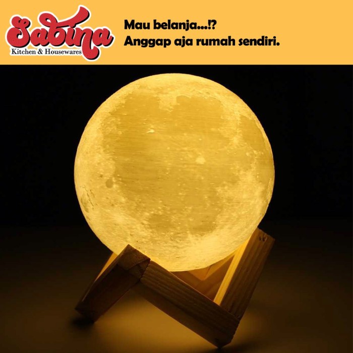 Lampu Hias Kamar Tidur 8CM 3D Dekorasi Visual Bulan MoonLight OMHZYYWH