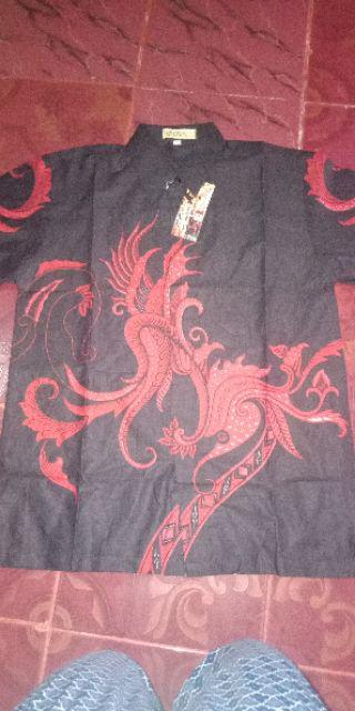 Hem Batik Hitam Elegan Motif Naga