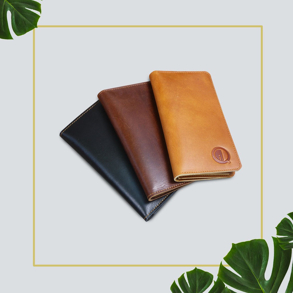 dompet panjang unisex 21 card slot bahan 100% kulit sapi kualitas ekspor Qi Leather Original F012Q