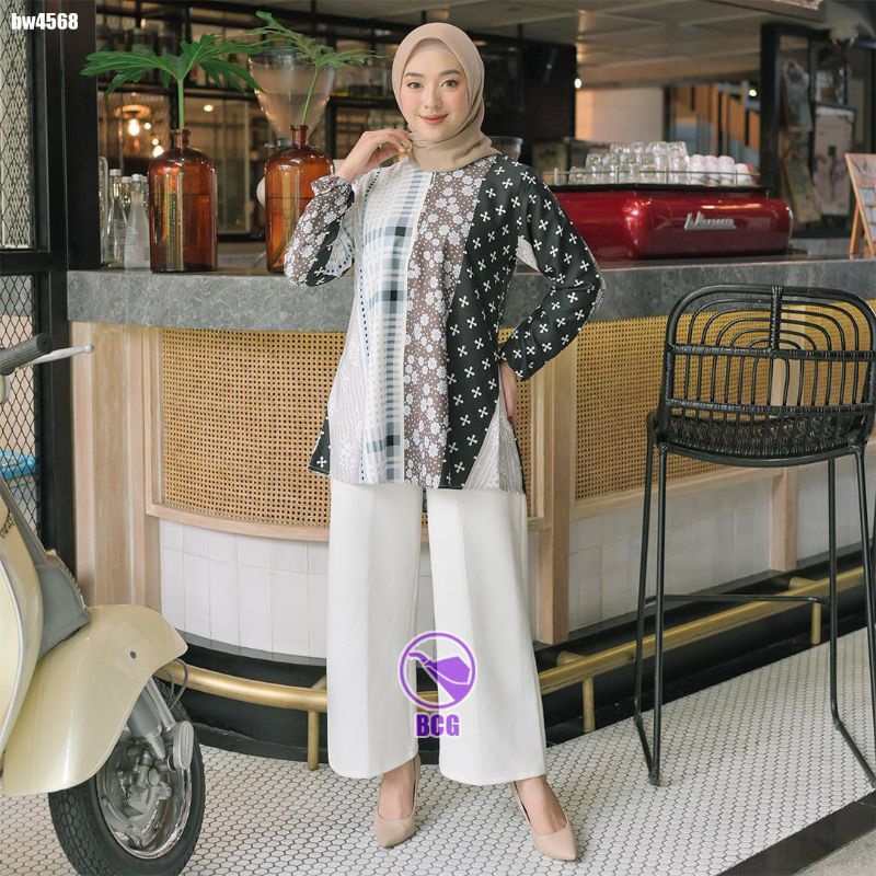 Blouse maxmara BCG atasan wanita motif batik blouse jumbo modern baju formal kasual kondangan wanita-3