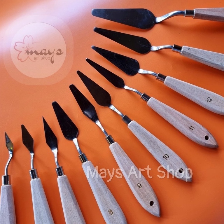 

Pisau Palet Lukis - Painting Knife Satuan - Palette Knife Ukir Logam Stainless - Hias Dekor Kue Cat Clay - Menghias Cake Cream Murah