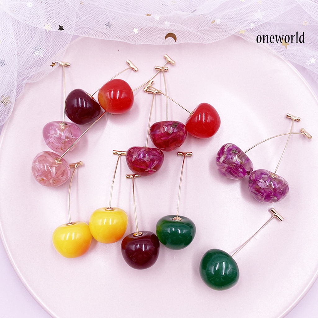 OW# 1 Pair Women Sweet Cherry Fruit Pendent Earrings Studs Jewelry Accessories Gift