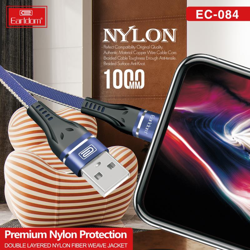 kabel charge type c EARLDOM EC-084C kabel data 1M 2,4A metal nylon