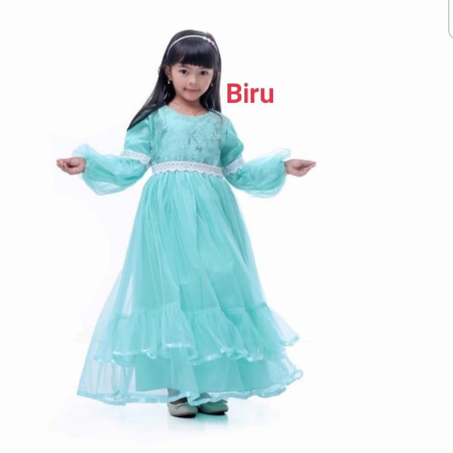 ✻ Gamis pesta anak lengan balon / baju pesta anak / gaun gamis tile ➥