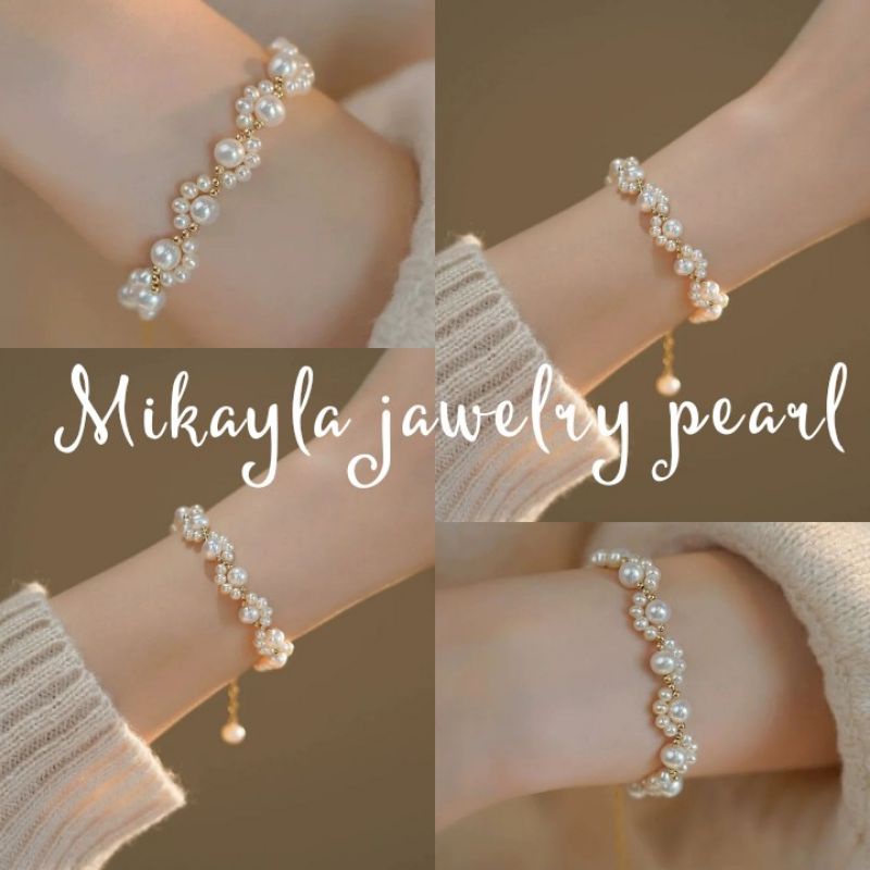 Gelang mutiara lombok|Gelang mutiara asli lombok|Gelang lapis emas mutiara asli|Gelang mutiara air t