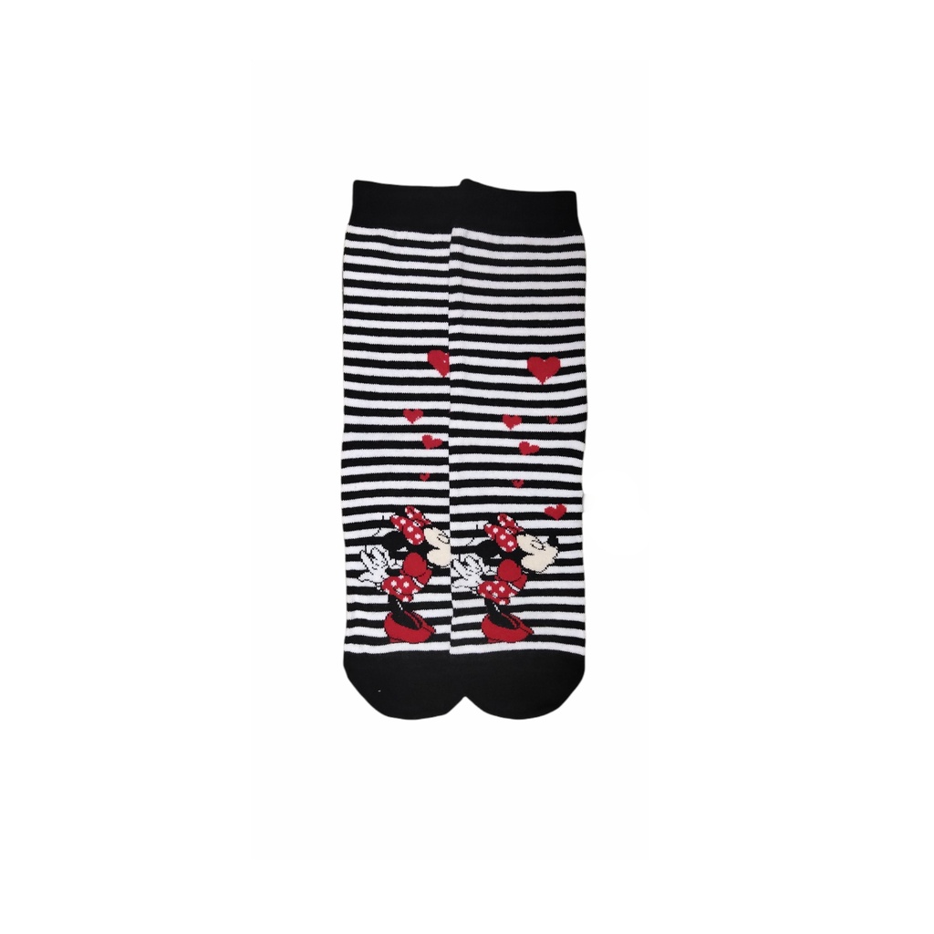 Kaos Kaki Motif Lucu-Lucu / Buah / Snack / Christmas / Snoopy / Leopard BEBAS PILIH (EXPT)-E17 StripMinnie Blck