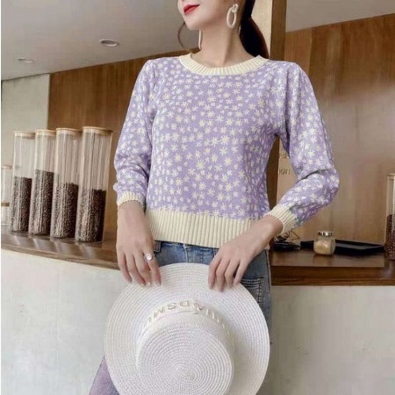 MDLV ~ 940 TRILIUM KNIT TOP LENGAN PANJANG // ATASAN RAJUT LENGAN PANJANG // FASHION IMPORT WANITA