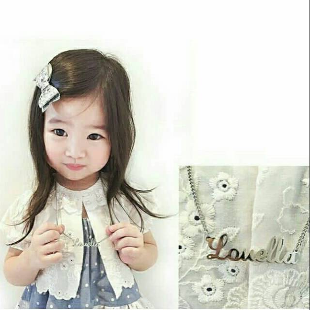 kalung titanium anti karat / kalung nama / Fashion Aksesoris Anak Ukir  Nama Kekinian Cantik & Lucu