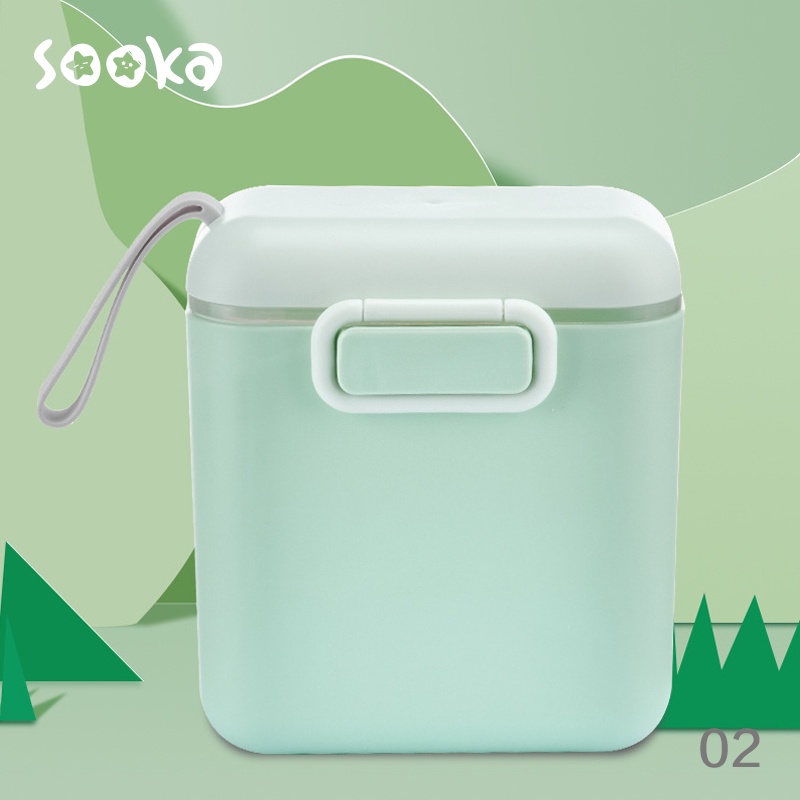 SOOKA Tempat Susu Bubuk Kotak Penyimpanan SUSU Bubuk Bayi Box tempat bumbu tempat kue dapur toples storage box 800 ML BPA Free + Sendok SK-ECC1072