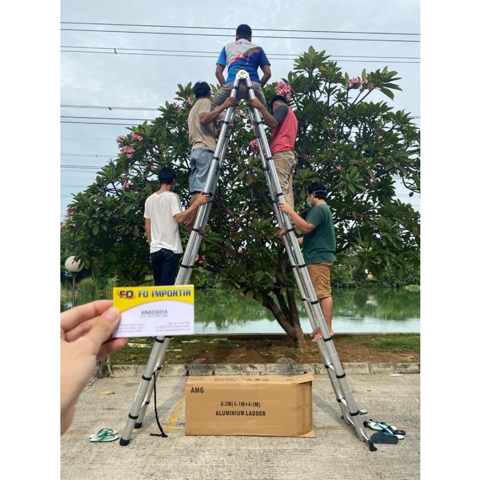 Tangga Lipat Tangga Teleskopik 8M Double Alumunium 8.2 M / Tangga Lipat 4.1M + 4.1M