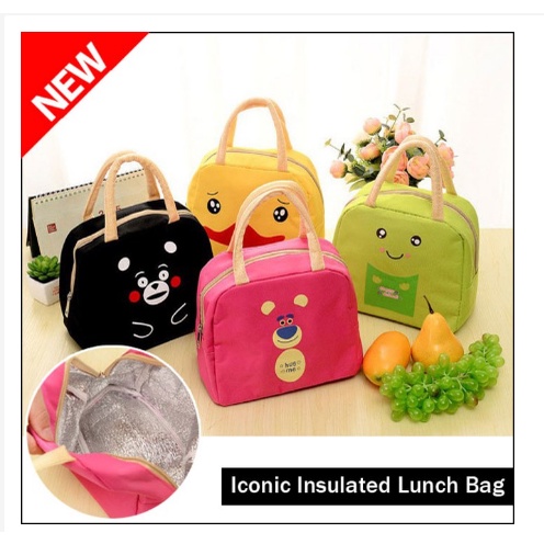 Tas Bekal Makanan / Lunch Bag Karakter / Iconic Insulated Lunch Bag Cooler WAJAH KARTUN  -KT06