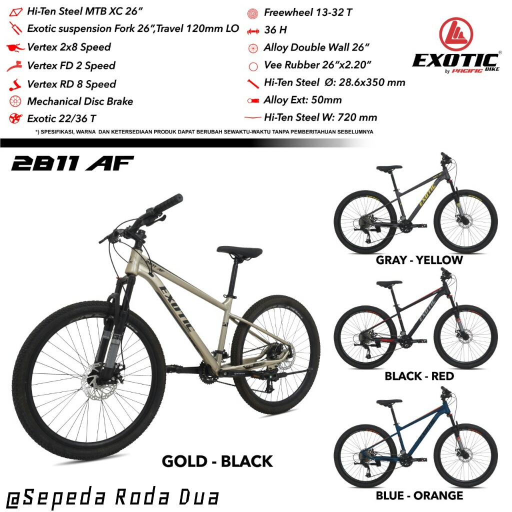 Sepeda MTB 26" Exotic Steel ET 2811 AF (2x8 - MD)