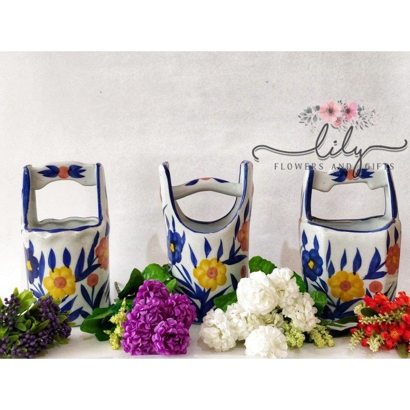 Pot / Vas / Guci Hias Bunga Keramik Tanaman Dekorasi Rumah Kantor Ember Besar Hiasan Rumah Home deco