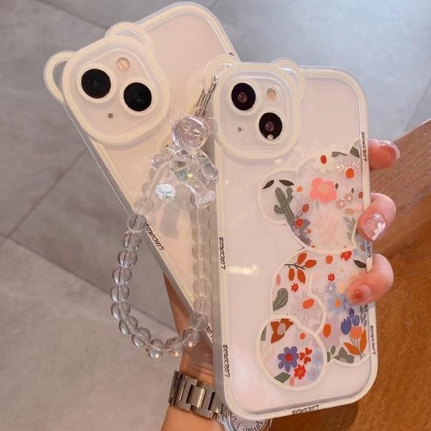 Soft Case Silikon Transparan Desain Telinga Beruang 3D Untuk iphone 14 13 Pro Max 11 Pro Max 12 XR X XS