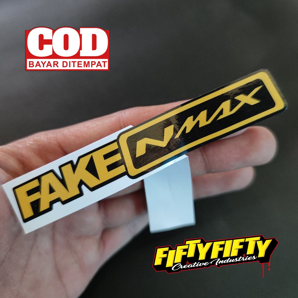 Stiker Print Cut FAKE NMAX Stiker Printing Laminasi Glossy Tahan Air Stiker Motor Mobil Helm Sudah Membentuk Pola Desain