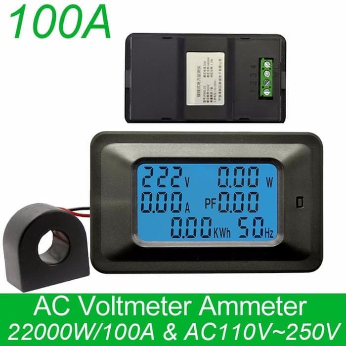 KWH Meter Digital AC100A Voltmeter Ammeter Wattmeter cos phi Hertz