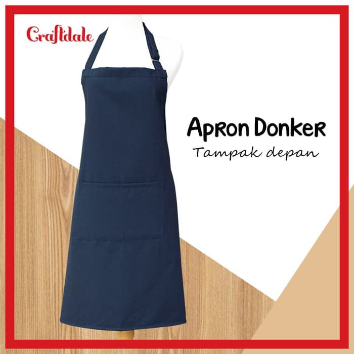 F⚡ash Sale Celemek Masak Motif>> Apron Celemek Masak Dapur Chef K Pr950 / Polos - Biru Donker